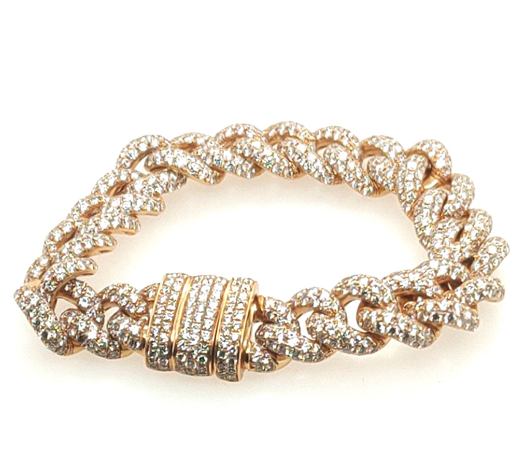 18k Yellow Gold 15.77ctw 920 Gh Vs2-si1 Round Diamond Pave Link Bracelet And Clasp 7