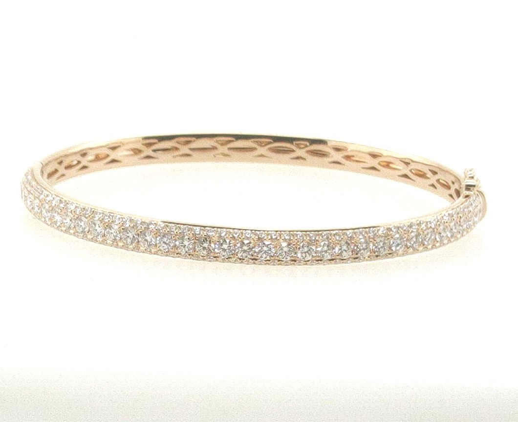 Korman Signature 14k Yellow Gold  Round Diamond Pave Set Bangle Bracelet