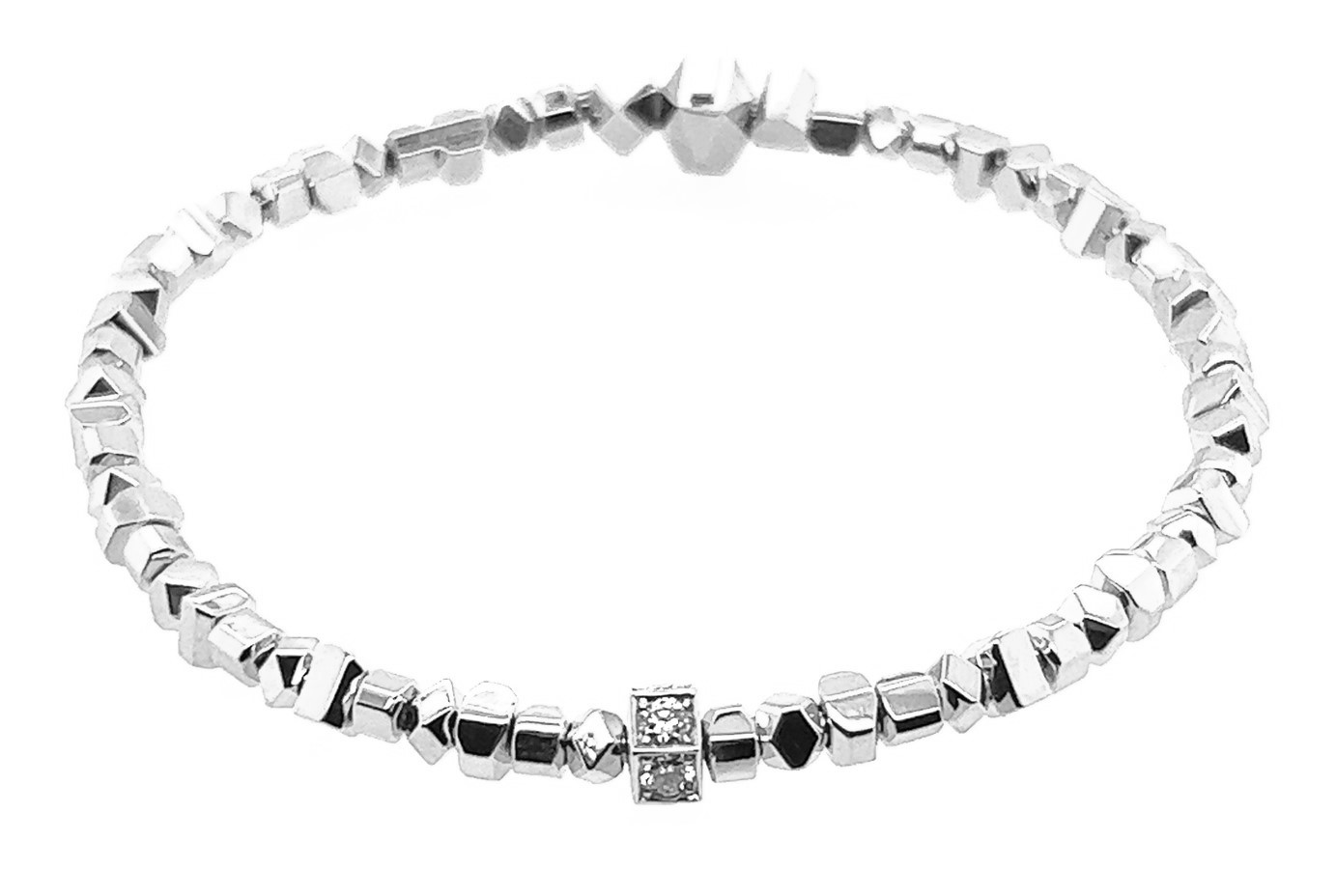 Peruffo 18k White Gold 0.38ctw Diamond Rondel Rock Mixed Shape Bracelet 7-9