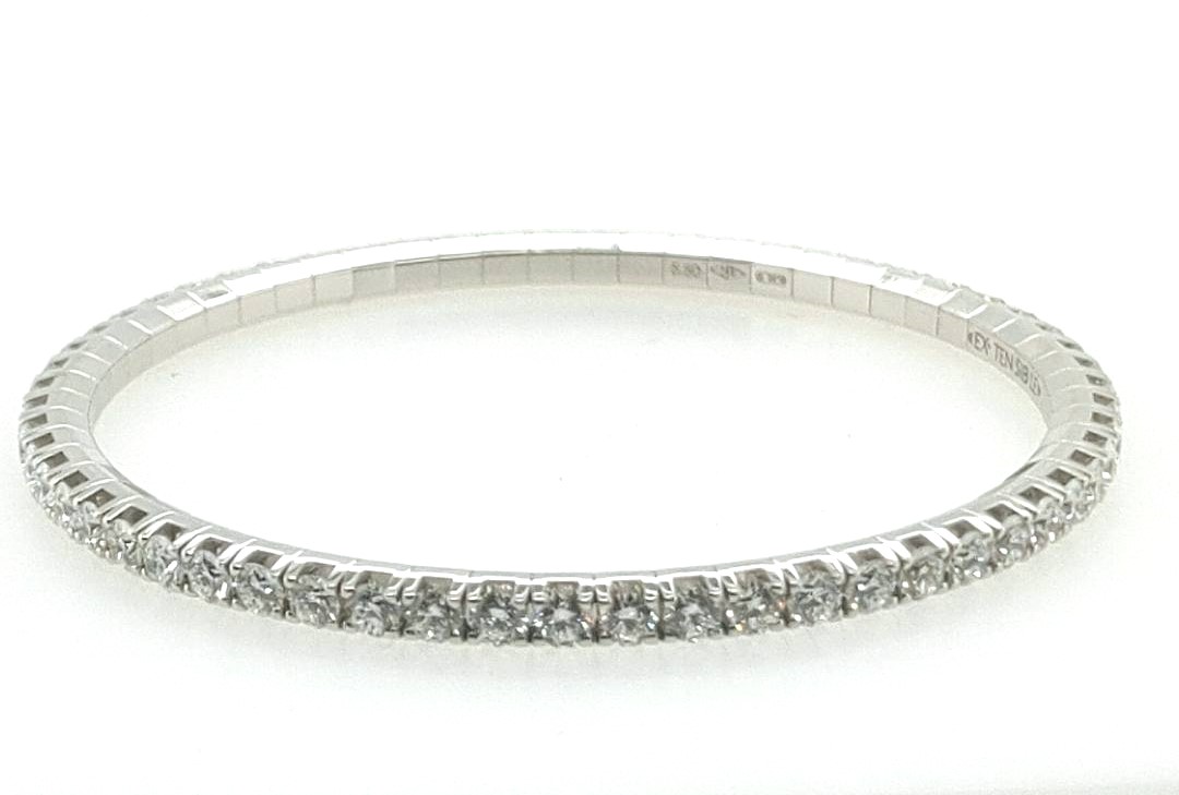 Extensible 18kt White Gold 5.50ctw  Round Diamonds Stretch Tennis Bracelet