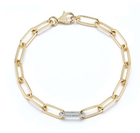 14K White Gold 3.9mm Paper Clip Chain Bracelet