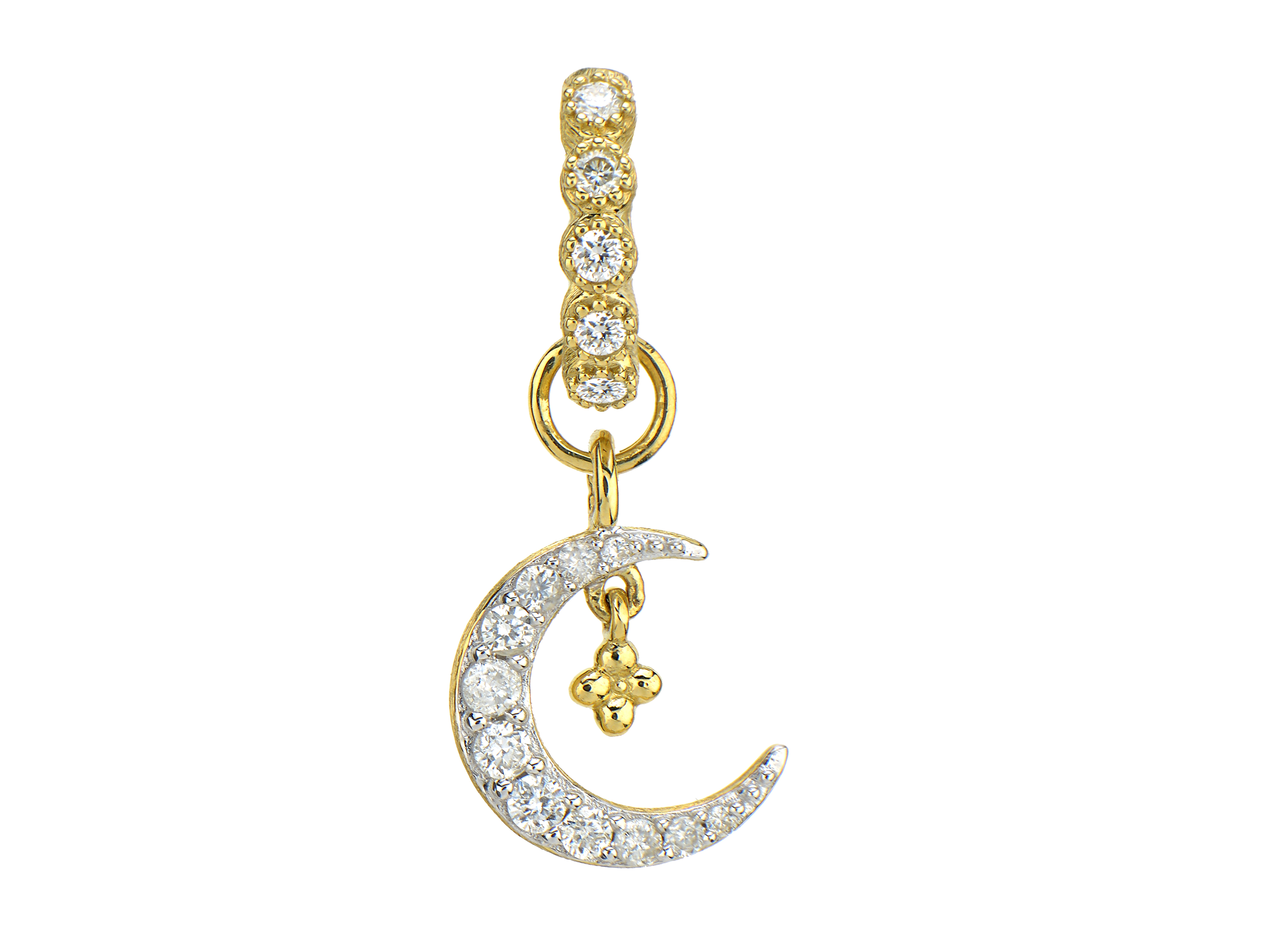 18kt Pave Crescent Moon Charm