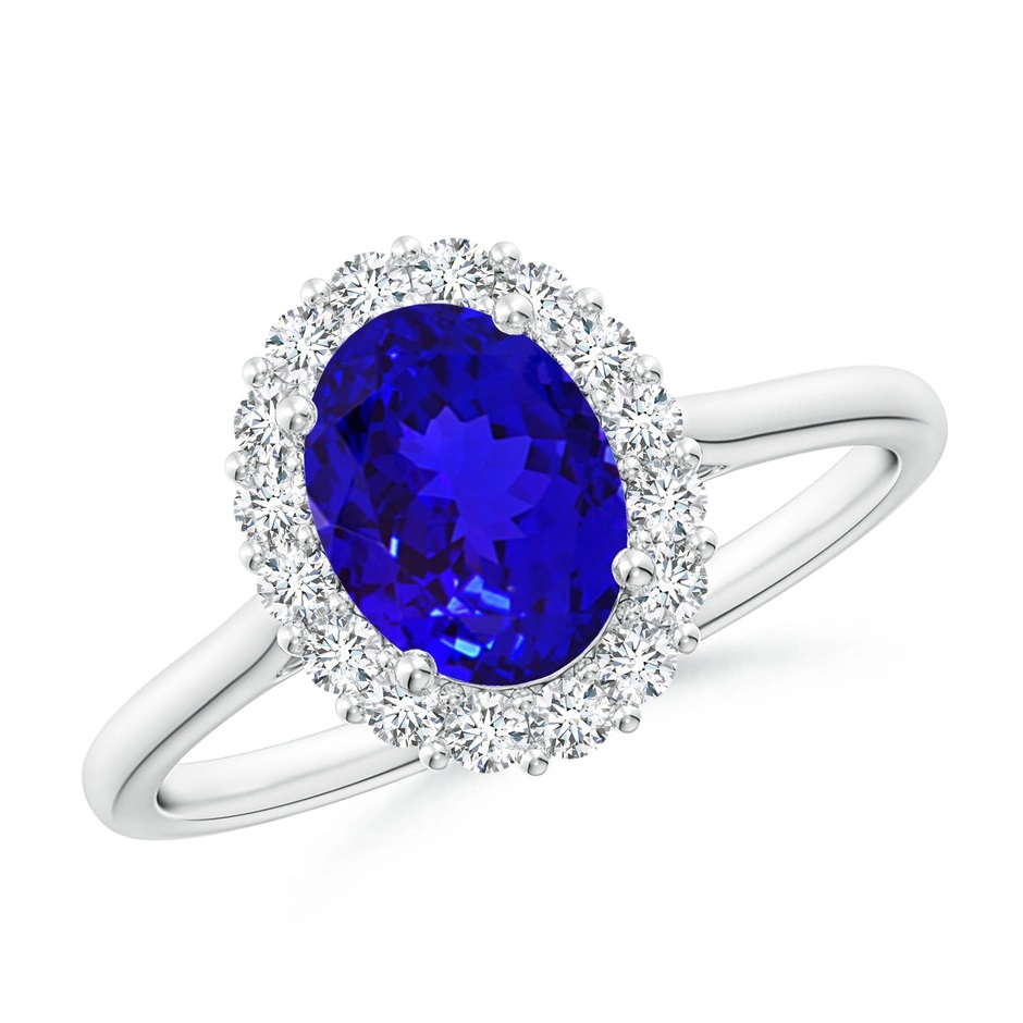 18kt Oval Tanzanite Halo Diamond Ring