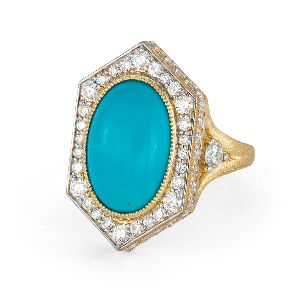18kt Turquoise Hexagon Ring