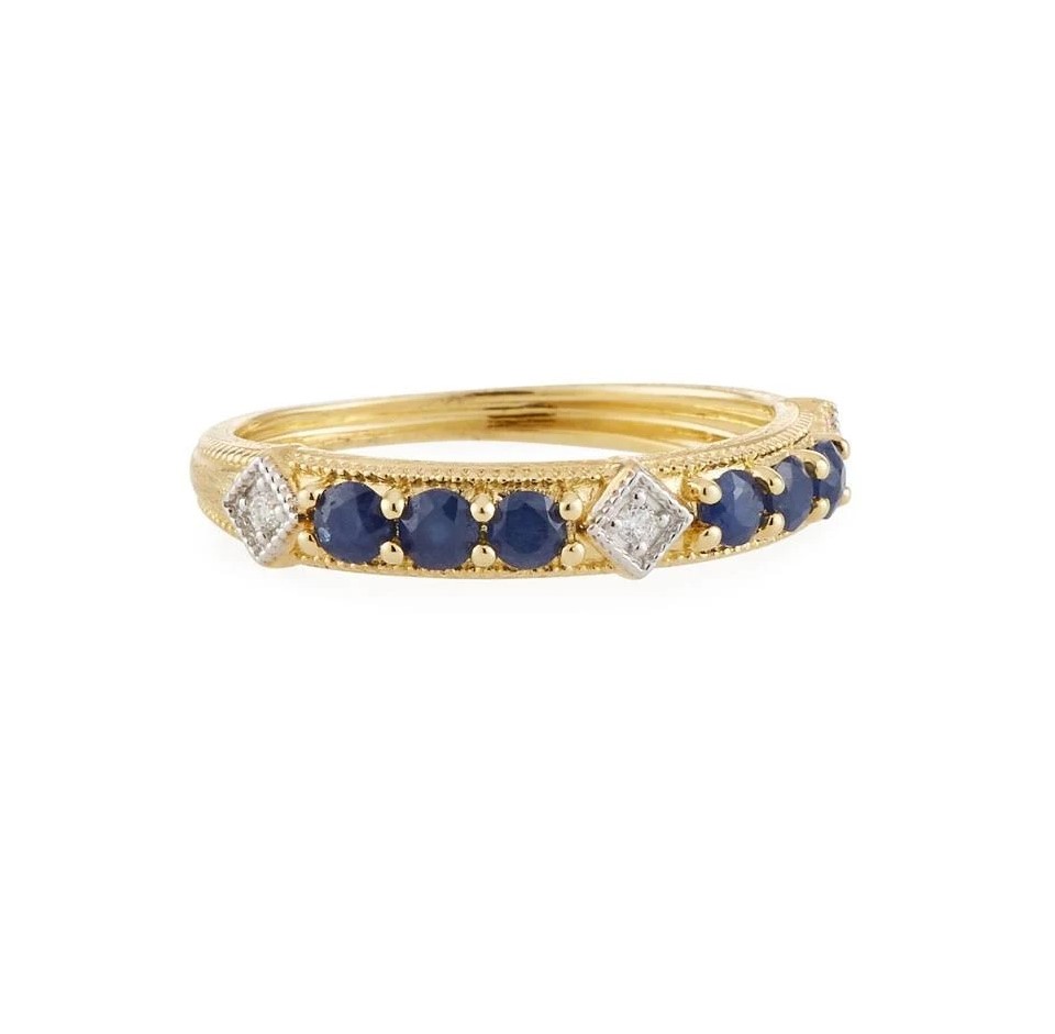 18kt Lisse Sapphire And Diamond Band