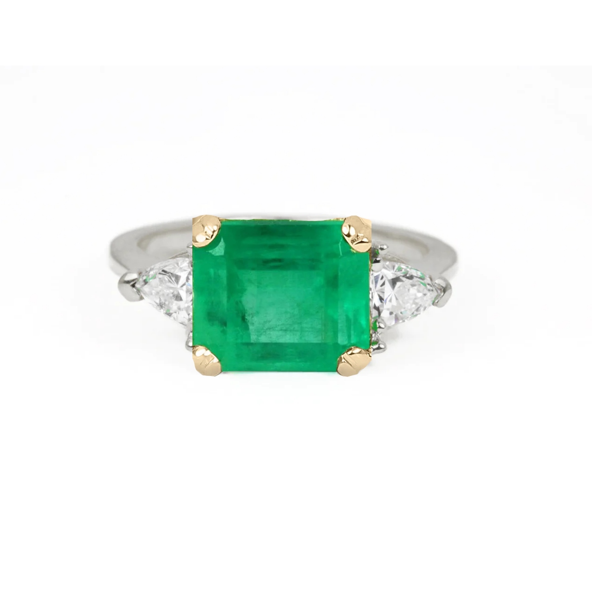 18kt 3-stone Asscher Cut Emerald Ring
