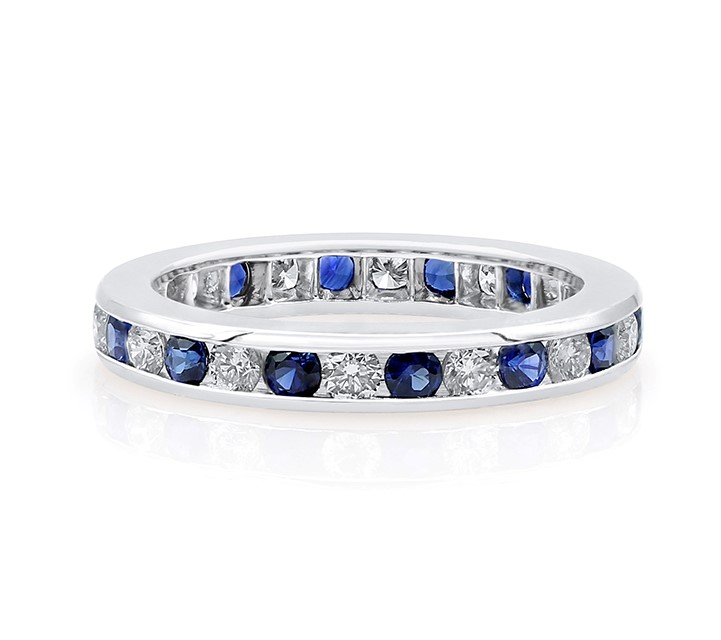 Alternating Diamond & Blue Sapphire Band