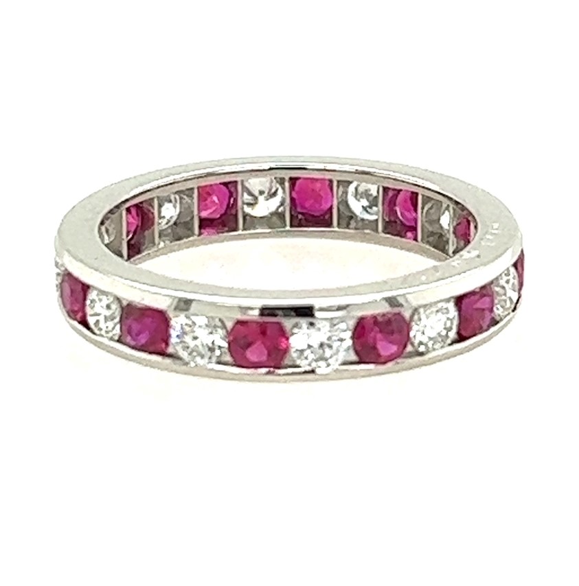 Ruby And Diamond Channel Set Eternity Band