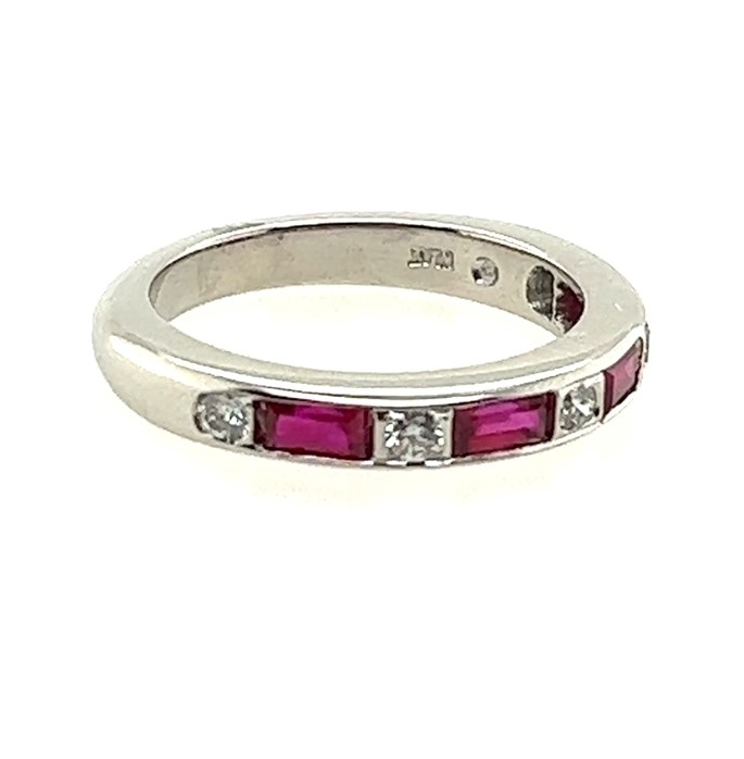 Ruby And Diamond Baguette Halfway Band