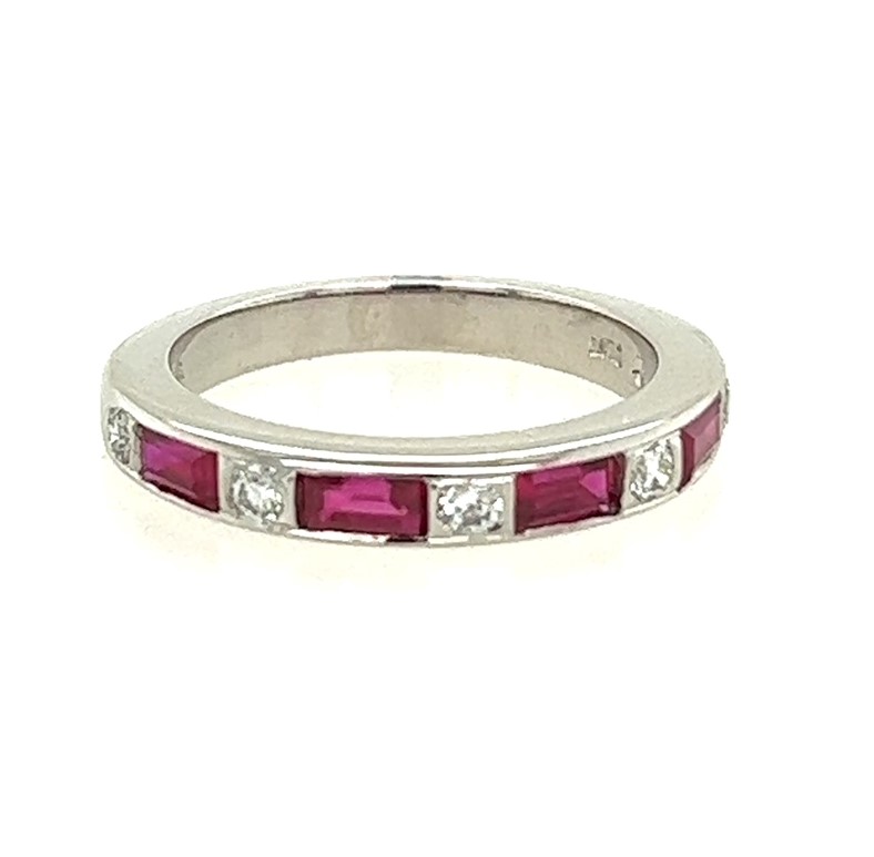 Ruby And Diamond Baguette Halfway Band