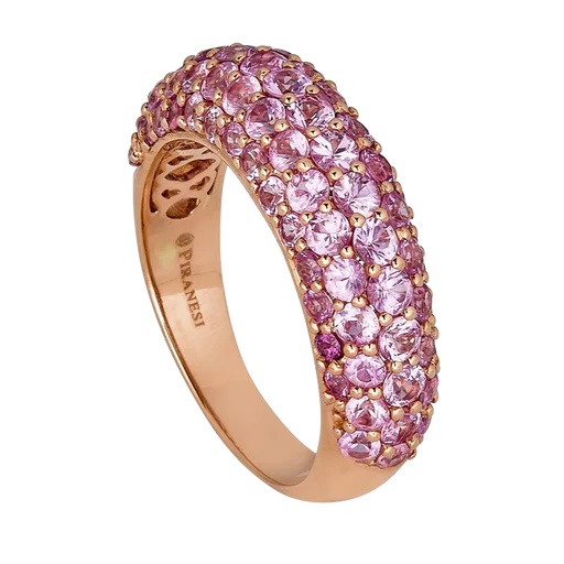 Piranesi 18kt Rose Gold Small Pink Sapphire Pave Dome Ring