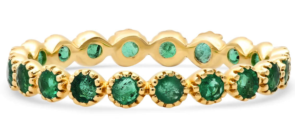 Sethi Couture 18k Yellow Gold Round Emerald Eternity Band