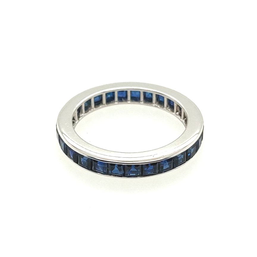 Oscar Heyman Platinum 2.74ctw 27 Princess Cut Sapphire 3mm Calibre Channel Set Eternity Band Size 6