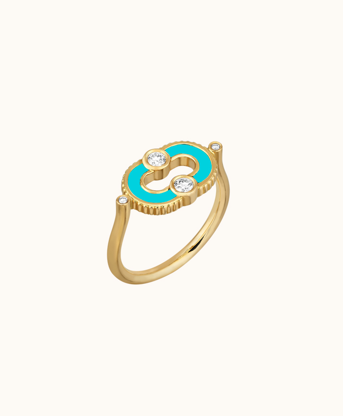 Viltier 18kt Yellow Gold and Turquoise Magenetic Ring