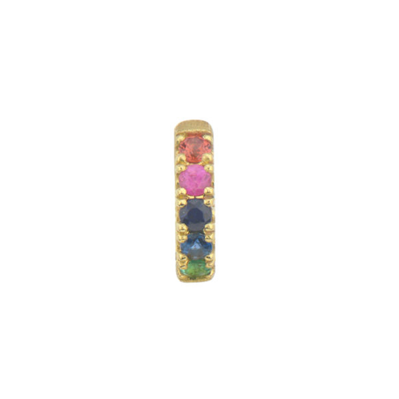 18kt Petite Rainbow Sapphire Huggie Earring
