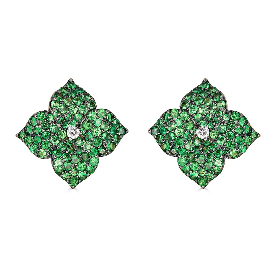 Piranesi 18kt Large Tsavorite Flower Earrings