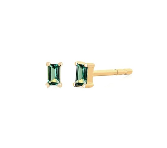 14kt Baguette Emerald Stud Earrings