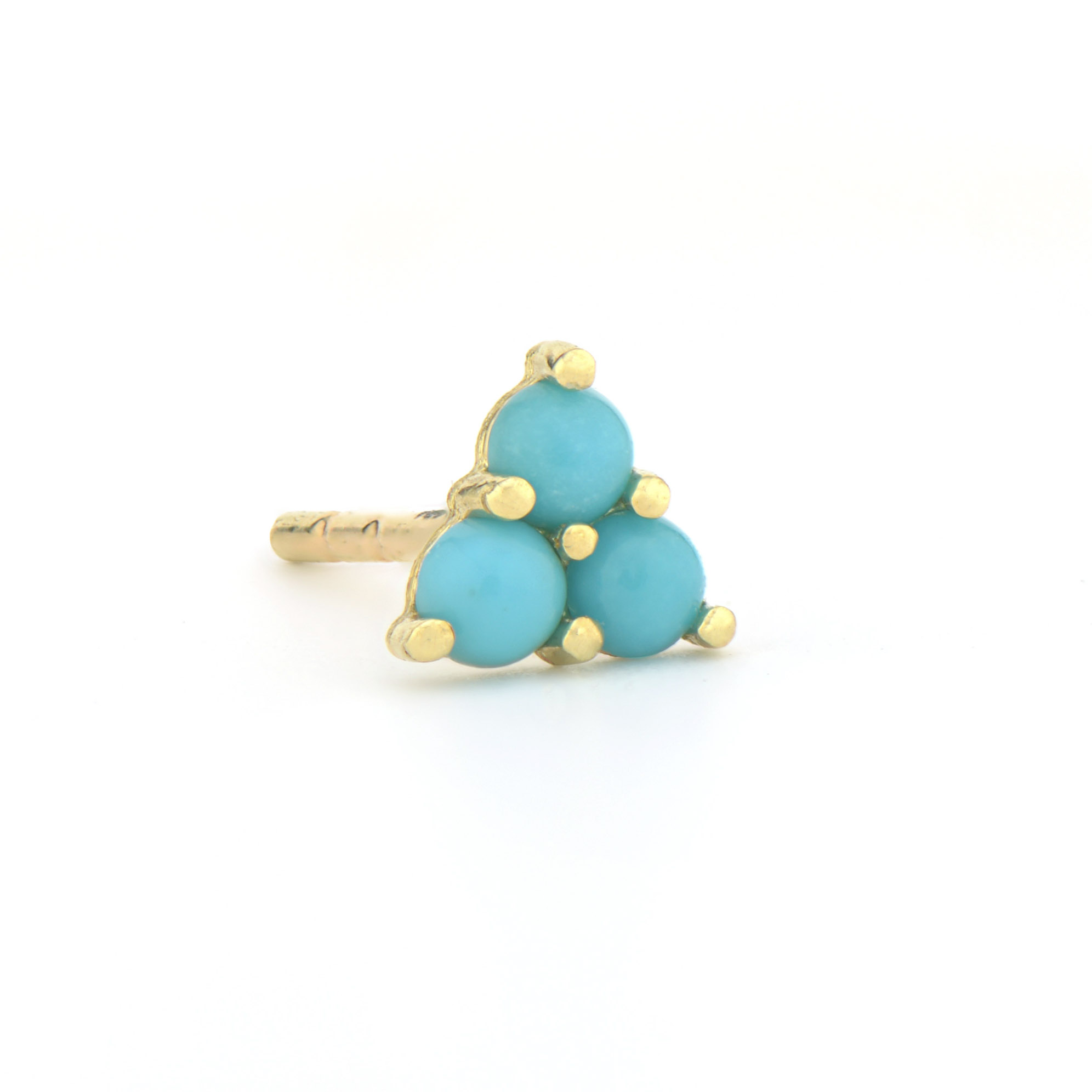 18kt Turquoise Petite Three Stone Stud Earring