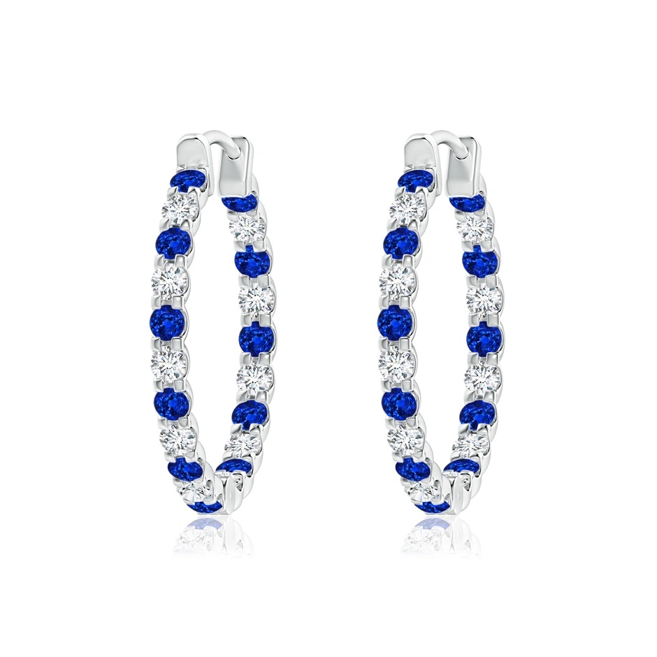 18kt Diamond & Sapphire Oval Hoop Earrings