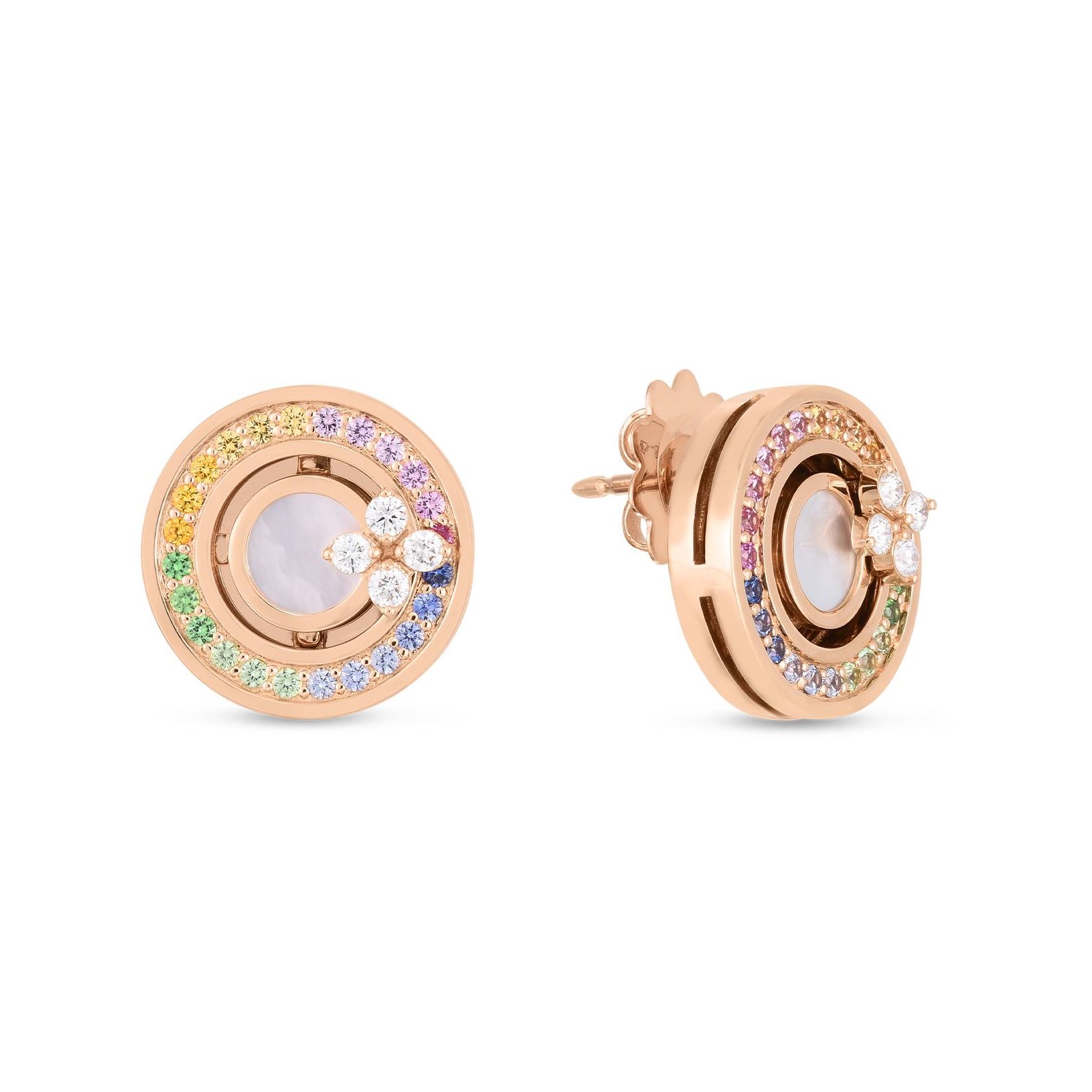 Roberto Coin 18kt Rose Gold Love in Verona Rainbow Stud Earrings