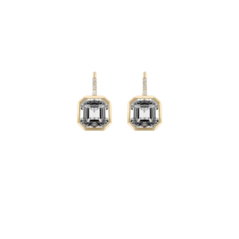 18kt Rock Crystal Earrings With Diamonds