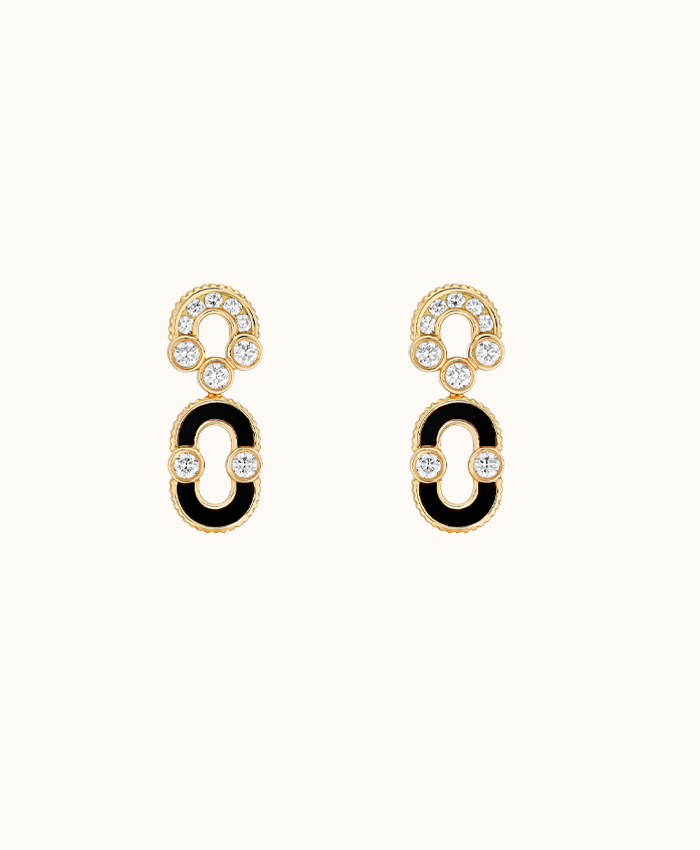 Viltier 18kt Yellow Gold Magnetic Solo Earrings Black Onyx & 20 Round Diamonds Dangle Earrings