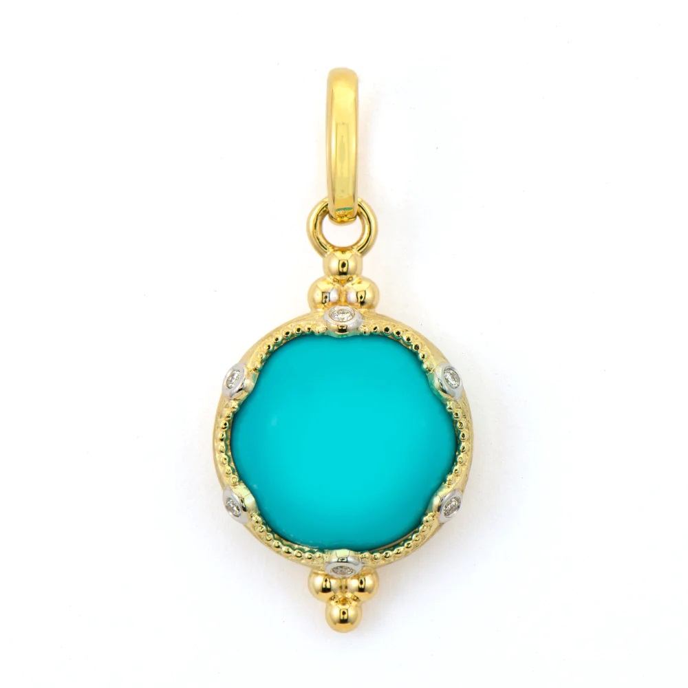 Jude Frances 18kt Yellow Gold Cabachon Turquoise Pendant