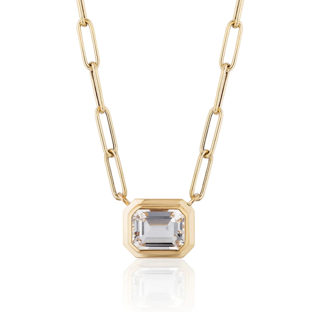 18kt Rock Crystal Manhattan Pendant Necklace