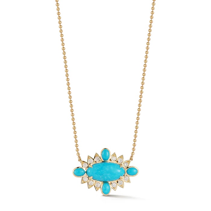 Storrow 14k/18k Yellow Gold Turquoise & Diamond Nora Necklace 18