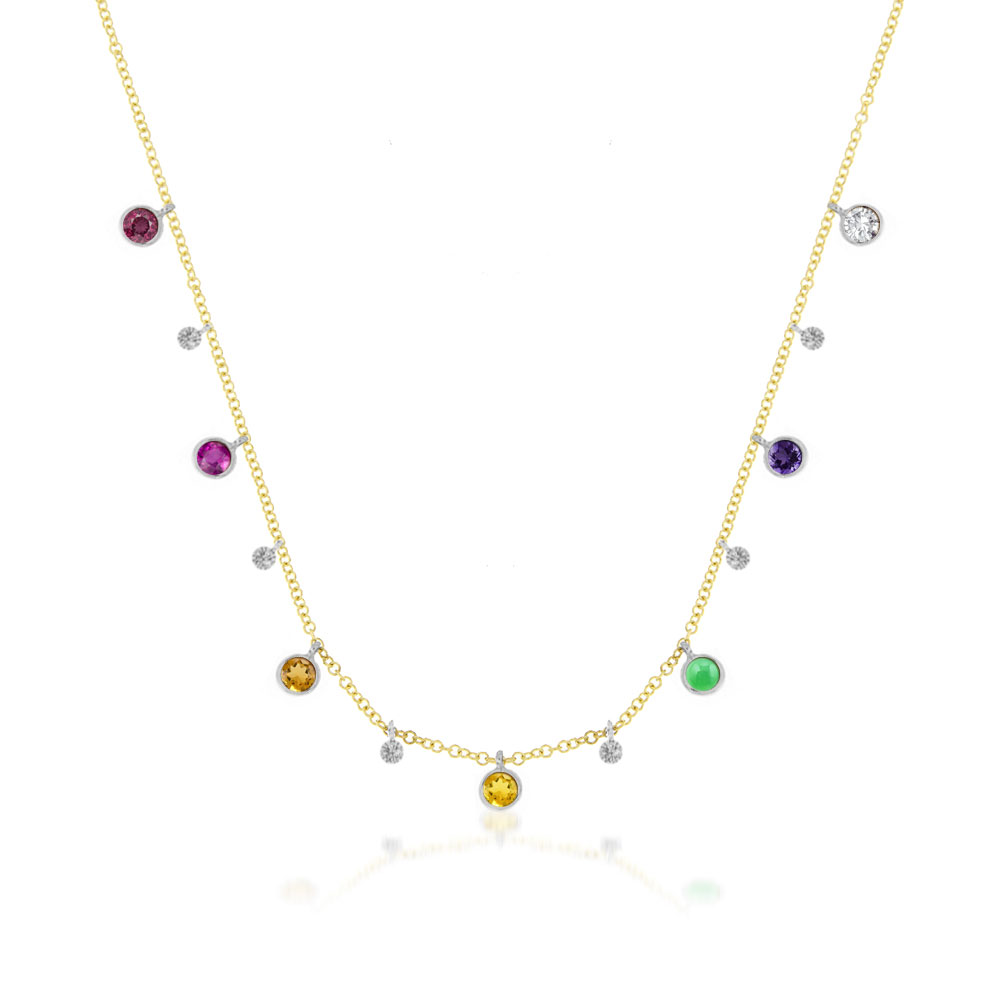 14kt Rainbow Bezel Necklace