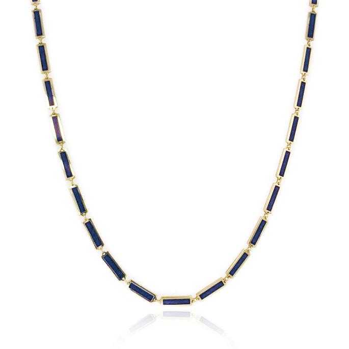 14kt Inlay Station Bar Necklace