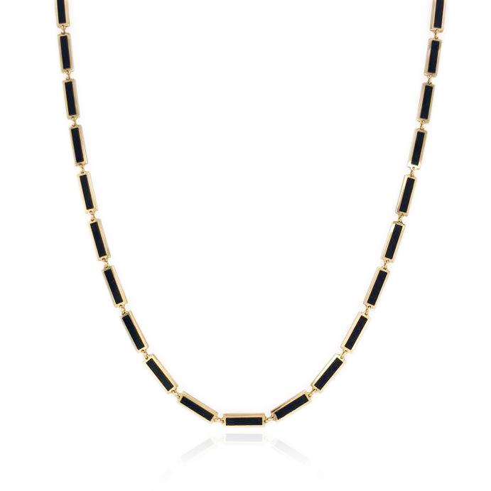 14kt Inlay Station Bar Necklace