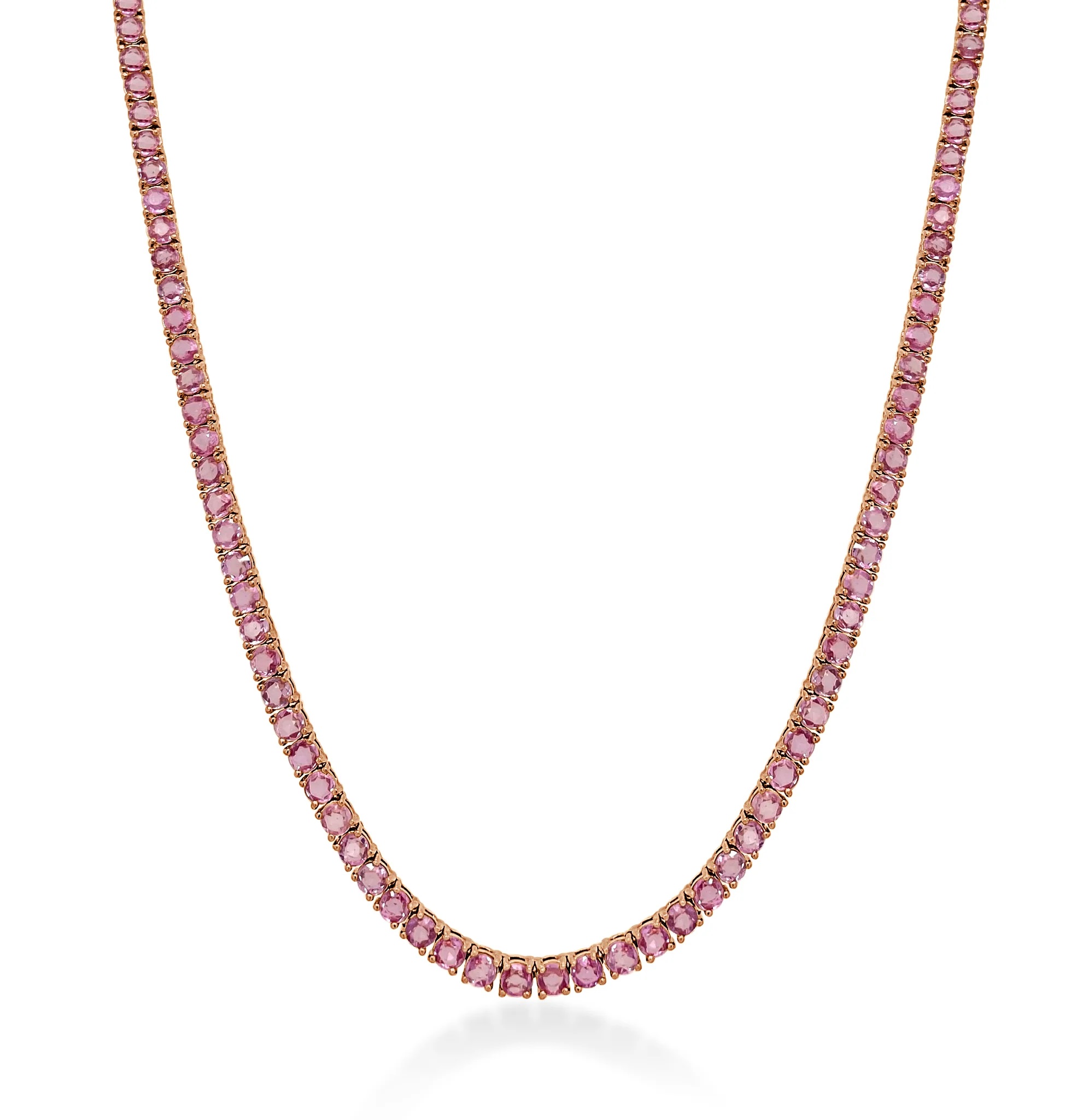 14kt Pink Sapphire Tennis Necklace