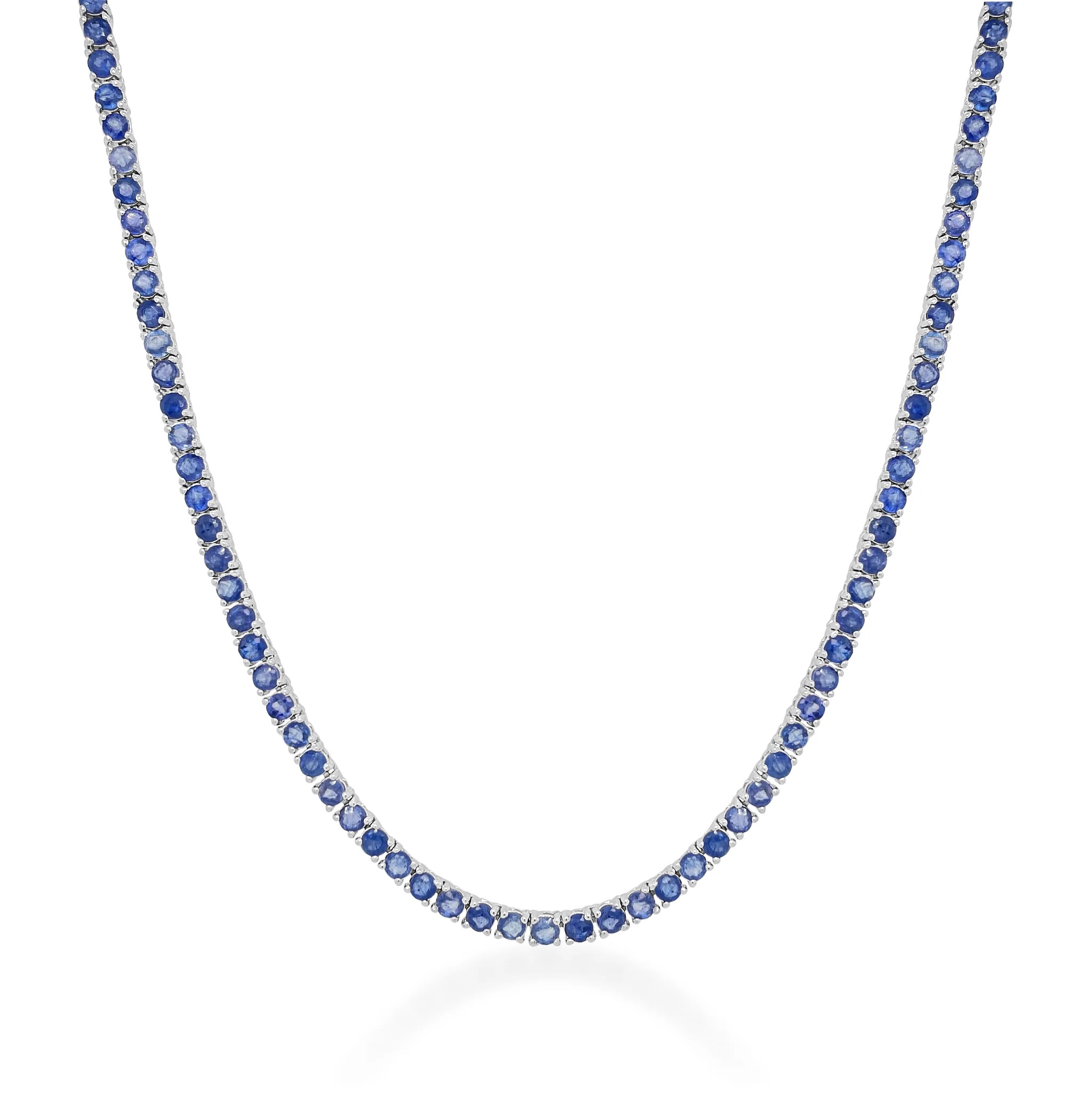 14kt Blue Sapphire Tennis Necklace