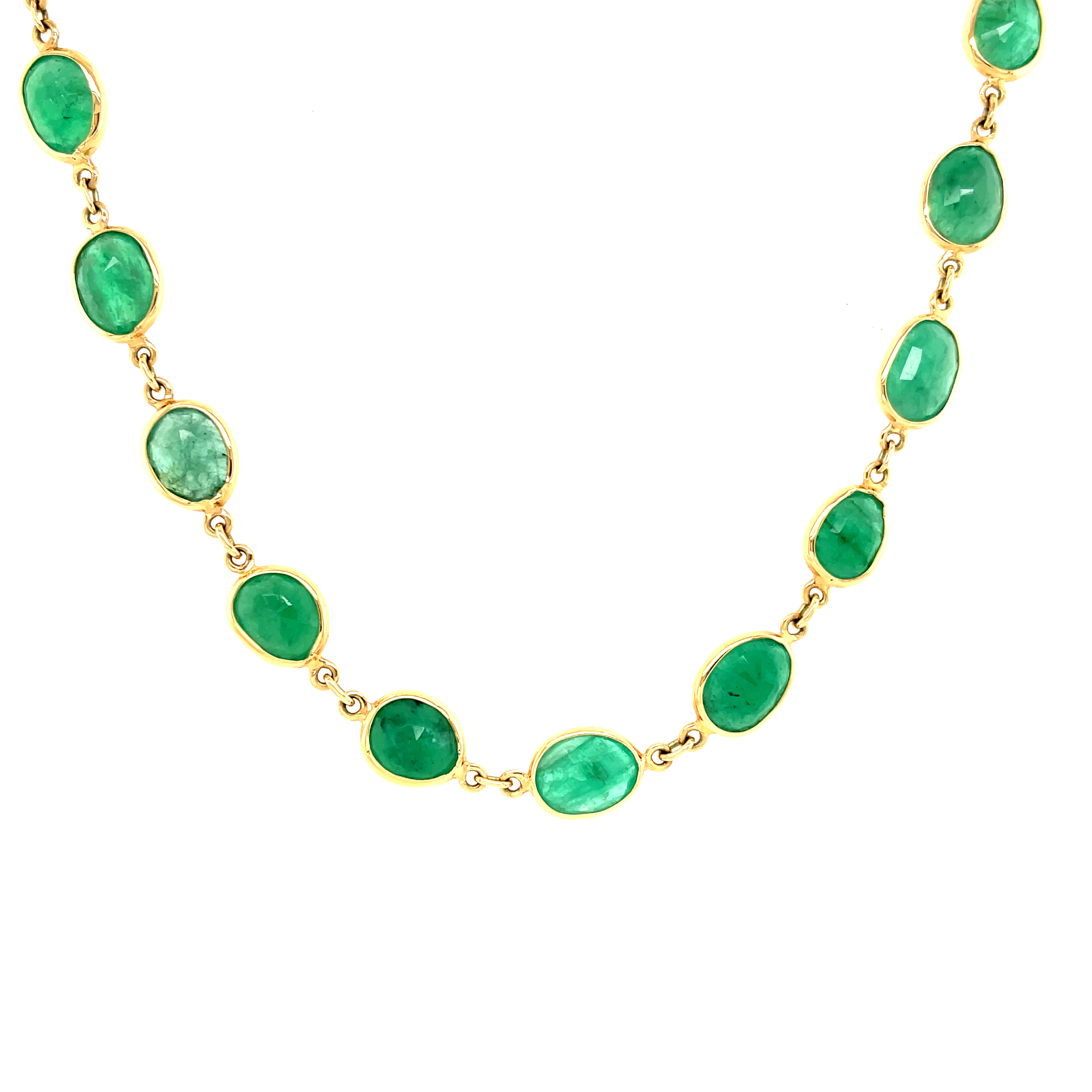 14kt Oval Green Emerald Slice Necklace