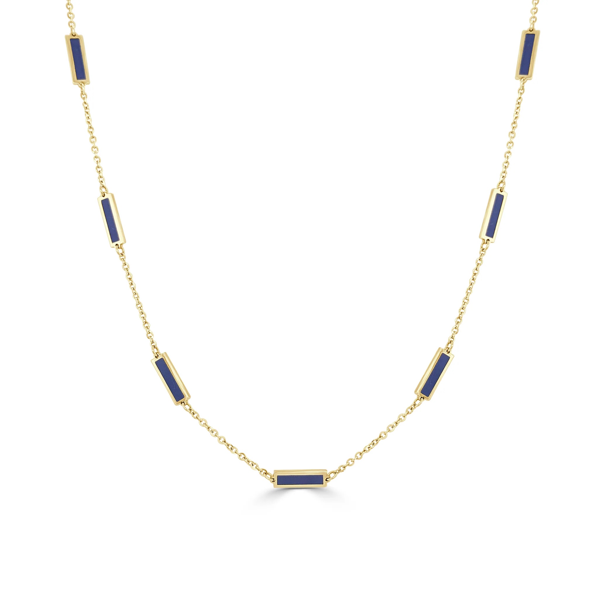 14kt Inlay Station Bar Necklace