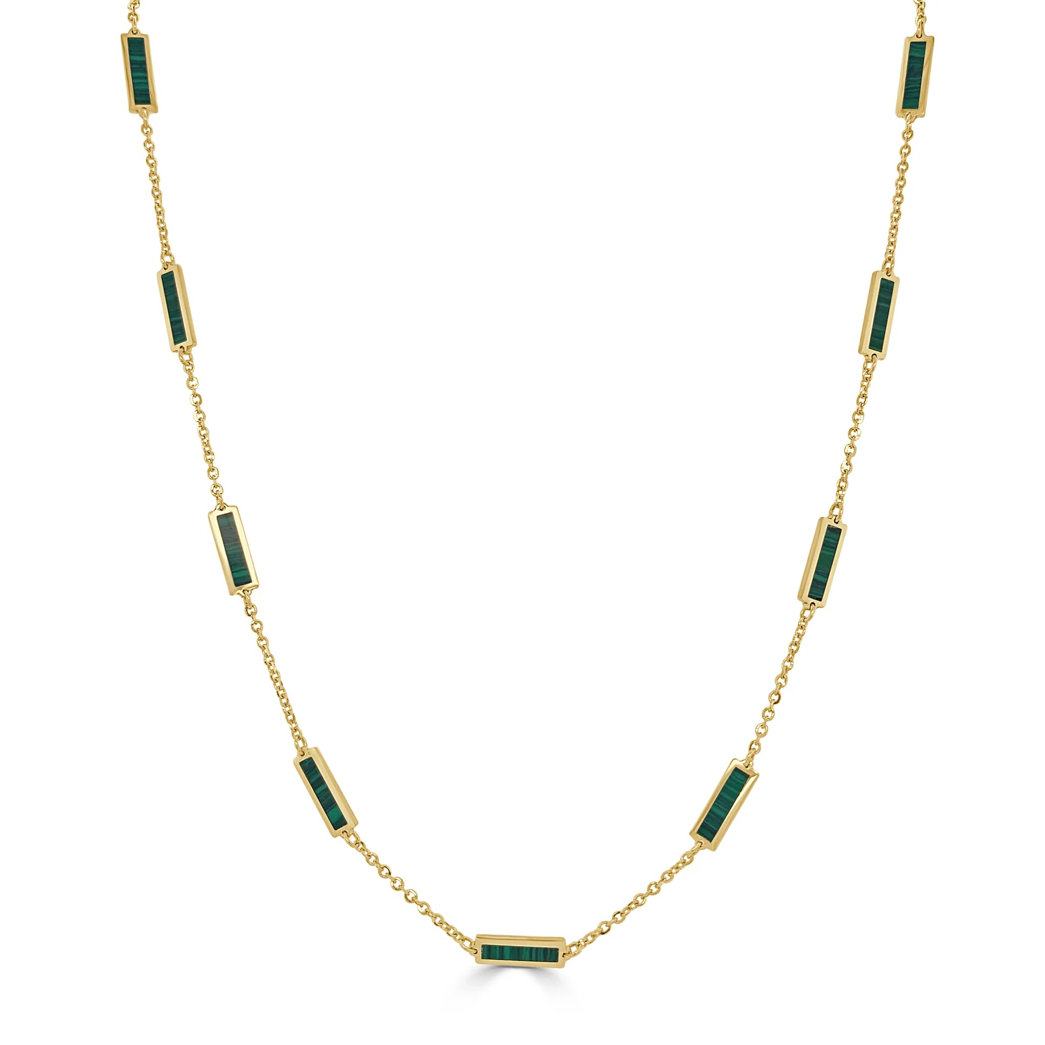14kt Inlay Station Bar Necklace