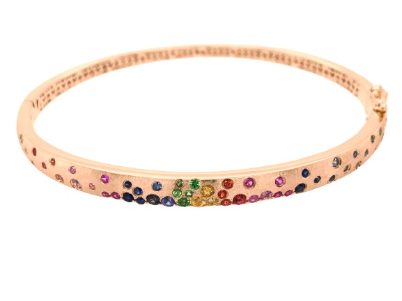 14kt Confetti Narrow Bangle Bracelet