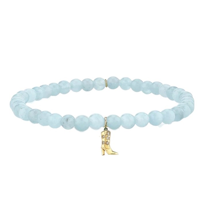 14kt Beaded Aquamarine Bead Bracelet