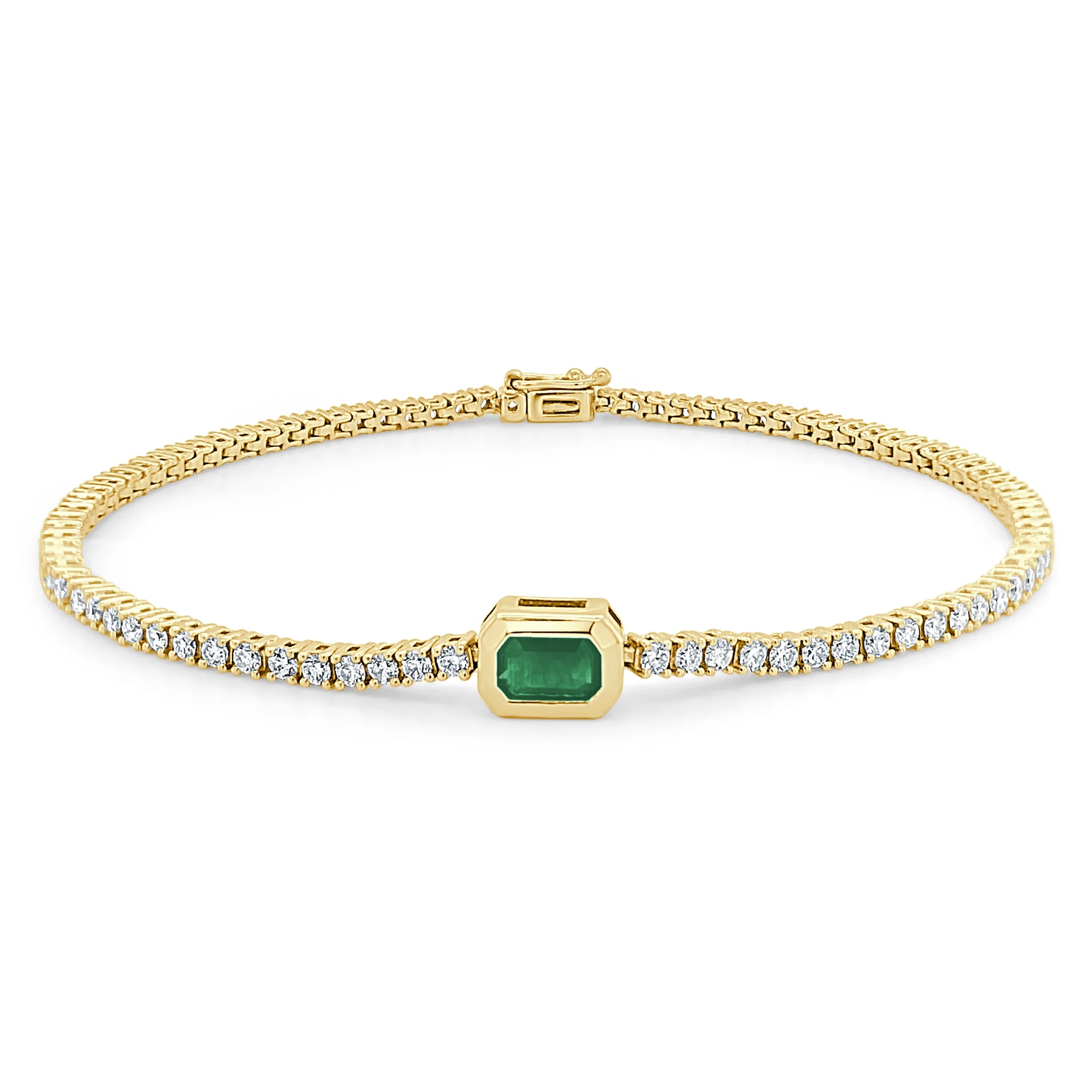 14kt  Emerald & Diamond Tennis Bracelet