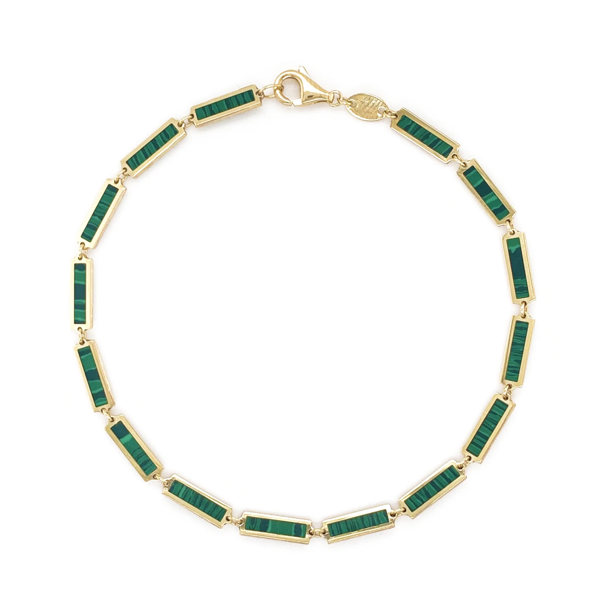 14kt Malachite Station Bar Bracelet