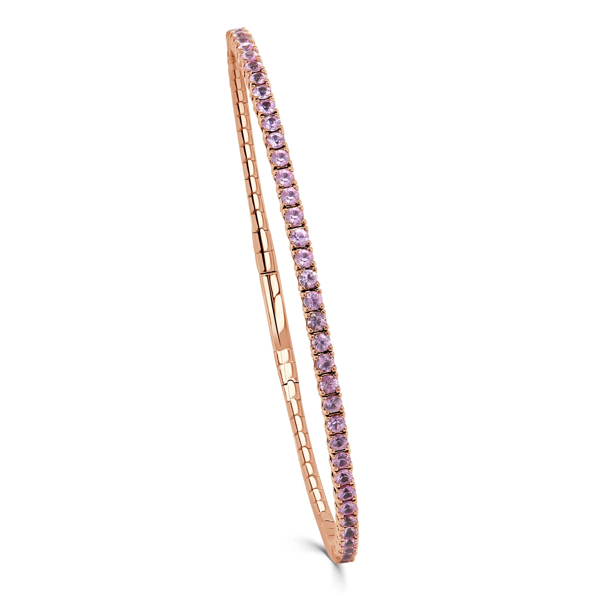 14k Gold & Pink Sapphire Flexible Bangle