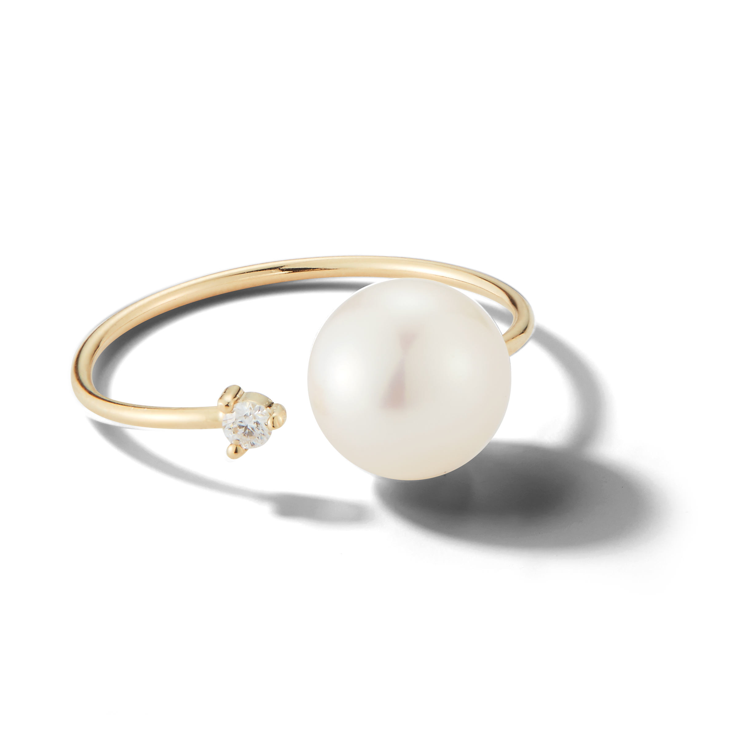 14kt Open Diamond And Pearl Ring
