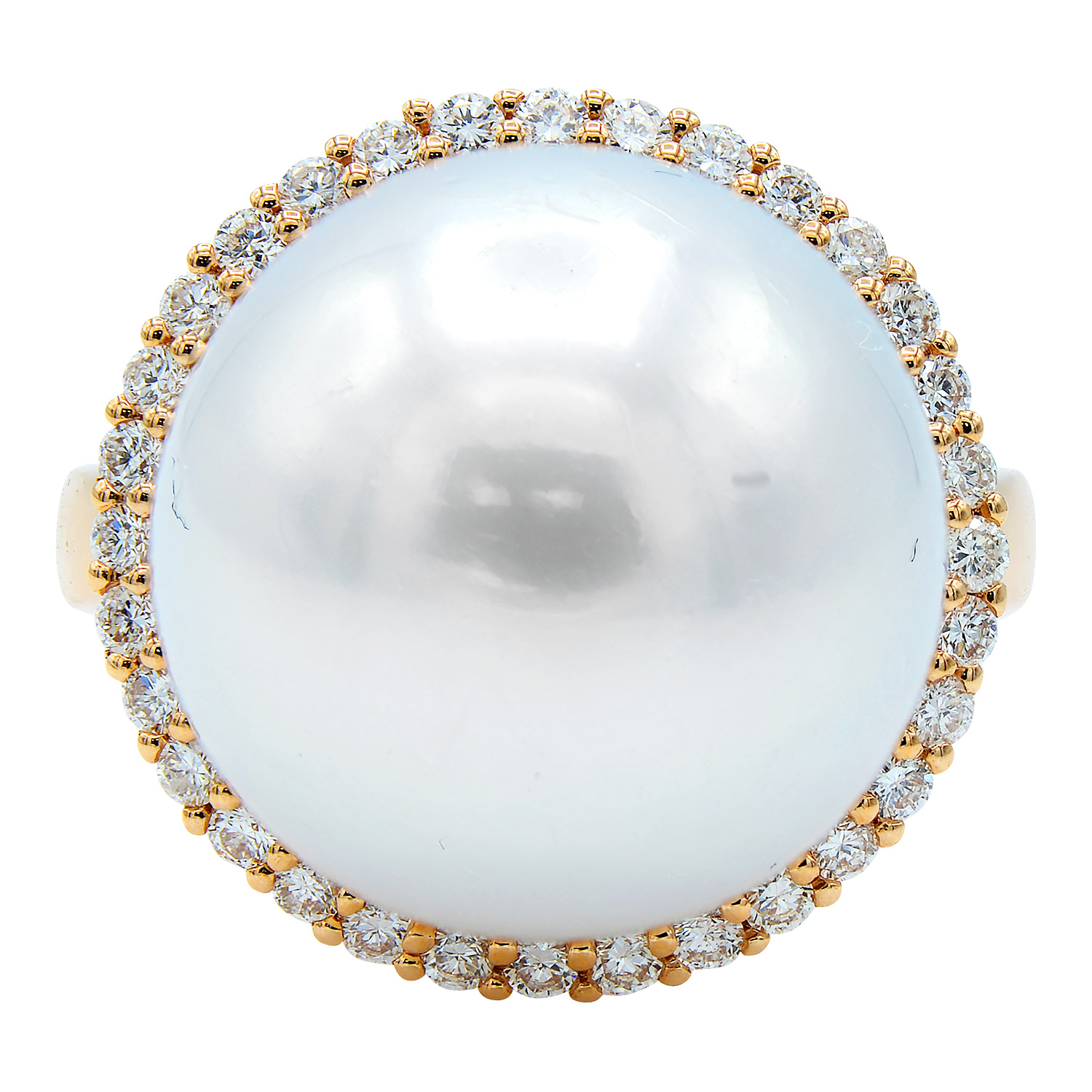 18kt Pearl And Diamond Halo Ring