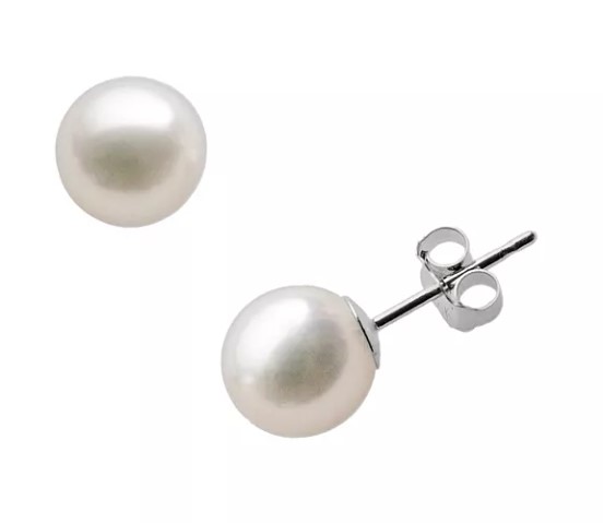 14k White Gold 6.00-6.50mm Cultured Akoya Pearl Stud Earrings (pair)