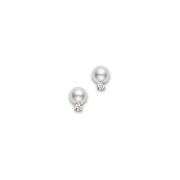 Akoya cultured pearl & diamond cluster earrings in 18ct white gold, 71