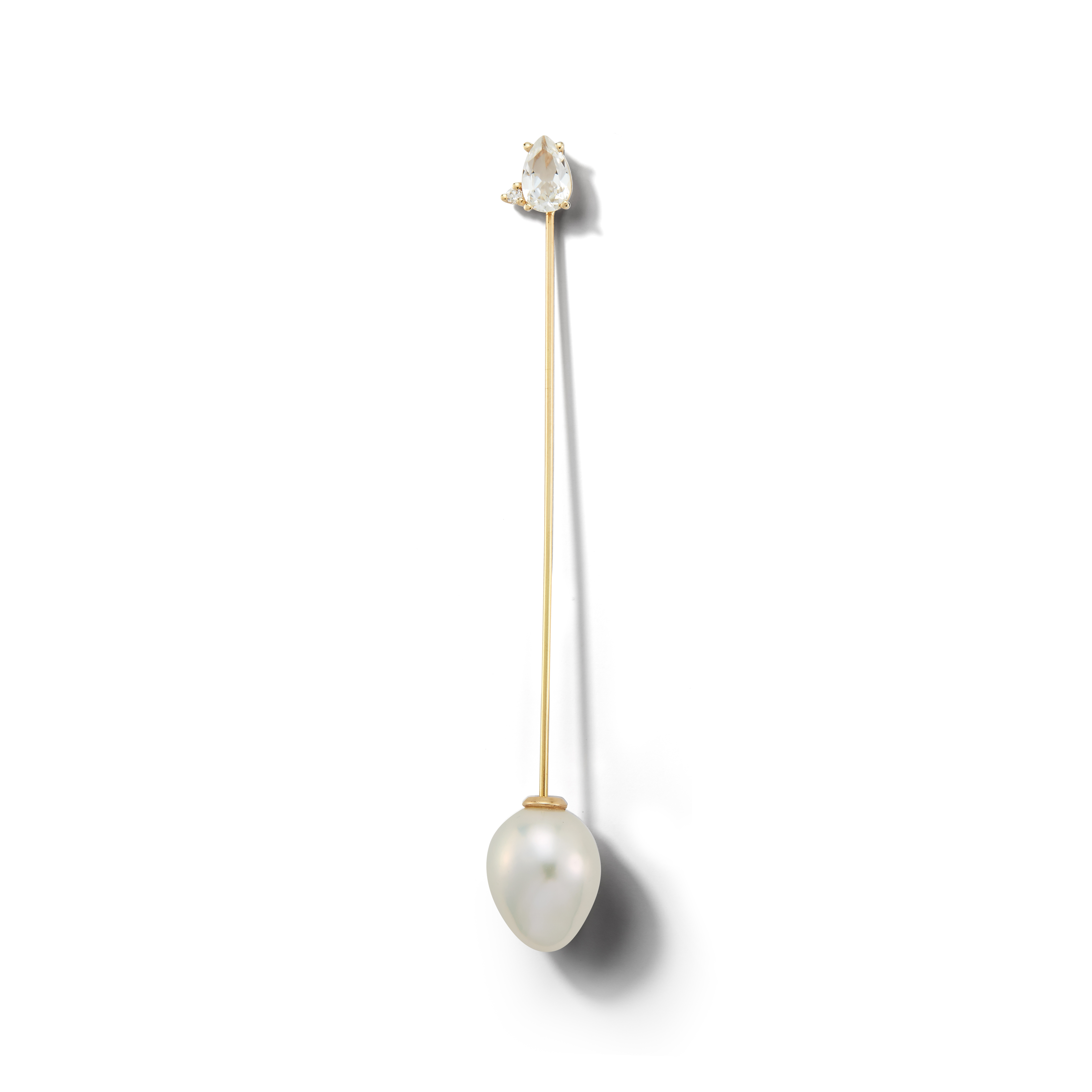 14kt White Topaz And Pearl Diamond Stick