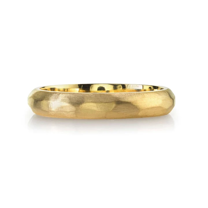 Single Stone 18kt Yellow Gold Hammered Anthony Band