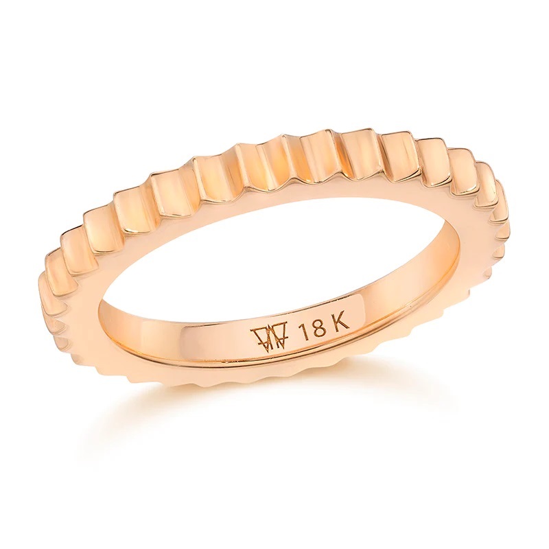 18kt Clive Fluted Stackable Band