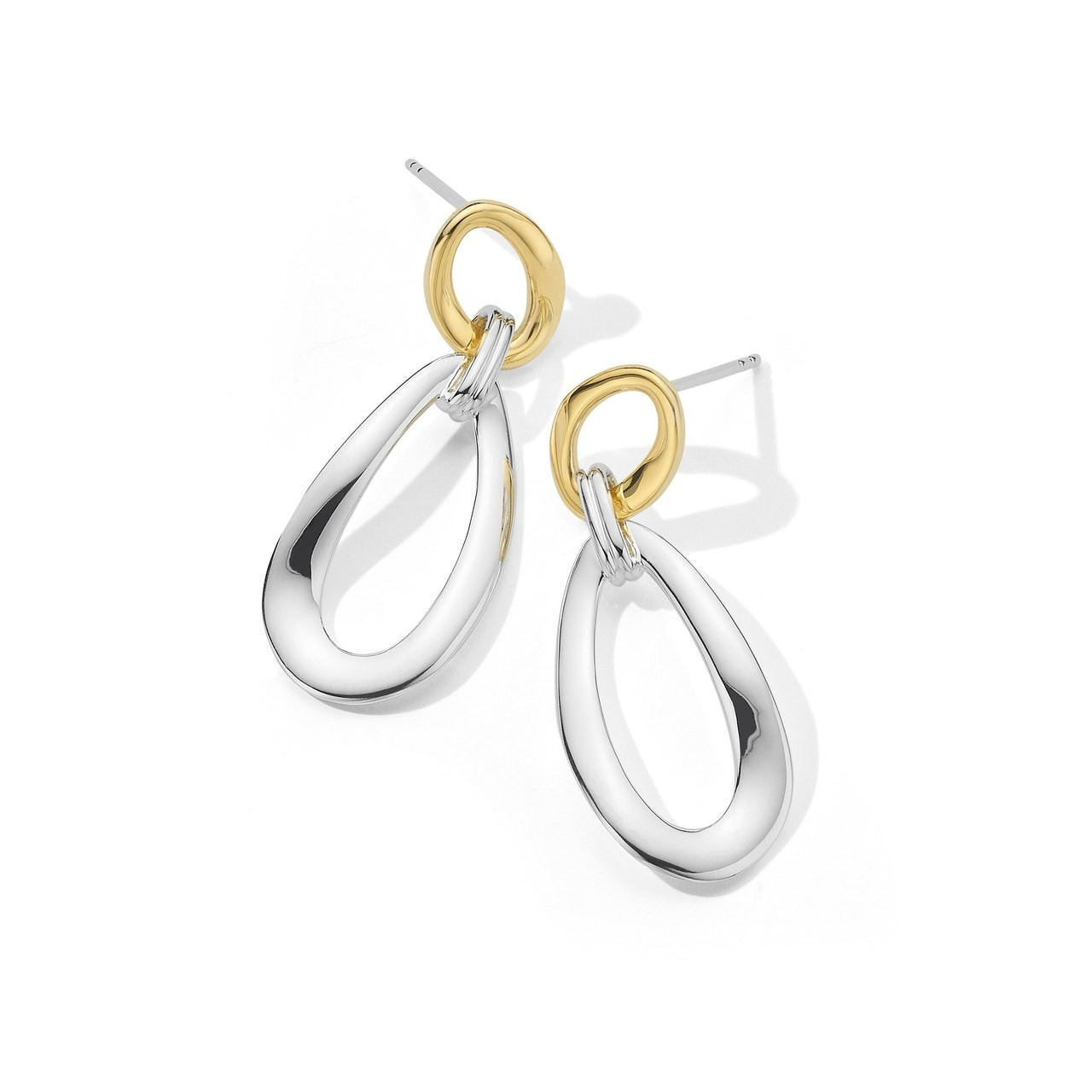 18kt Small Smooth Snowman Double Drop Earrings